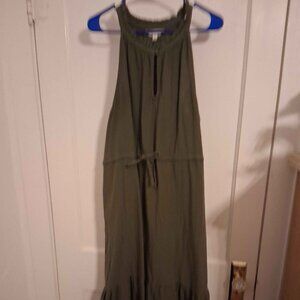 Time and Tru Women's Midi Double Cloth Dress with a halter neckline